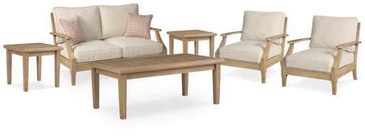 Clare View Outdoor Loveseat and 2 Lounge Chairs with Coffee Table and 2 End Tables