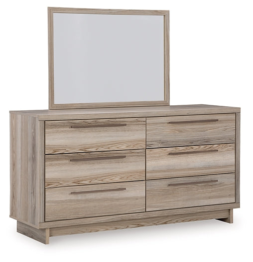 Hasbrick King Panel Headboard with Mirrored Dresser, Chest and 2 Nightstands