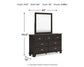 Covetown King Panel Bed with Mirrored Dresser, Chest and 2 Nightstands