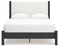 Cadmori Queen Upholstered Panel Bed with Mirrored Dresser and 2 Nightstands