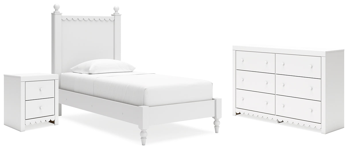 Mollviney Twin Panel Bed with Dresser and Nightstand