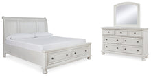 Load image into Gallery viewer, Robbinsdale Queen Sleigh Bed with Storage with Mirrored Dresser
