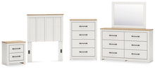 Load image into Gallery viewer, Linnocreek Twin Panel Headboard with Mirrored Dresser, Chest and Nightstand
