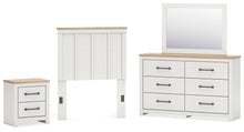 Load image into Gallery viewer, Linnocreek Twin Panel Headboard with Mirrored Dresser and Nightstand
