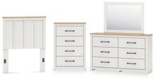 Load image into Gallery viewer, Linnocreek Twin Panel Headboard with Mirrored Dresser and Chest
