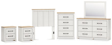 Load image into Gallery viewer, Linnocreek Twin Panel Headboard with Mirrored Dresser, Chest and 2 Nightstands
