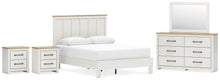 Load image into Gallery viewer, Linnocreek Queen Panel Bed with Mirrored Dresser and 2 Nightstands
