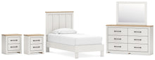 Load image into Gallery viewer, Linnocreek Twin Panel Bed with Mirrored Dresser and 2 Nightstands
