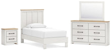 Load image into Gallery viewer, Linnocreek Twin Panel Bed with Mirrored Dresser and Nightstand
