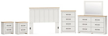 Load image into Gallery viewer, Linnocreek Queen Panel Headboard with Mirrored Dresser, Chest and 2 Nightstands
