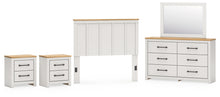 Load image into Gallery viewer, Linnocreek Full Panel Headboard with Mirrored Dresser and 2 Nightstands
