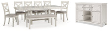 Load image into Gallery viewer, Robbinsdale Dining Table and 6 Chairs and Bench with Storage
