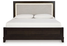 Load image into Gallery viewer, Neymorton King/California King Upholstered Panel Headboard with 2 Nightstands
