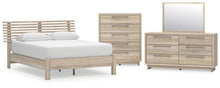 Load image into Gallery viewer, Hasbrick Queen Panel Bed with Mirrored Dresser and Chest
