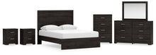 Load image into Gallery viewer, Belachime Queen Panel Bed with Mirrored Dresser, Chest and 2 Nightstands
