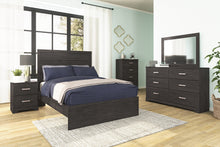 Load image into Gallery viewer, Belachime Full Panel Bed with Mirrored Dresser and Chest
