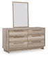 Hasbrick King Panel Headboard with Mirrored Dresser and Nightstand