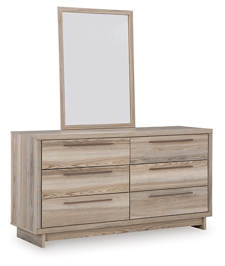 Hasbrick Queen Panel Headboard with Mirrored Dresser and Nightstand