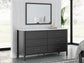 Cadmori Queen Upholstered Bed with Mirrored Dresser, Chest and Nightstand