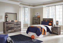 Load image into Gallery viewer, Derekson Twin Panel Headboard with Mirrored Dresser, Chest and Nightstand
