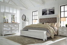 Load image into Gallery viewer, Kanwyn Queen Panel Bed with Storage with Mirrored Dresser and 2 Nightstands
