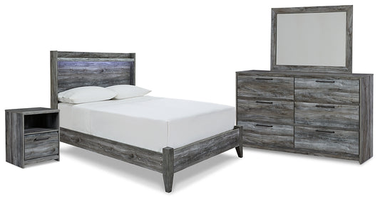 Baystorm Full Panel Bed with Mirrored Dresser and Nightstand