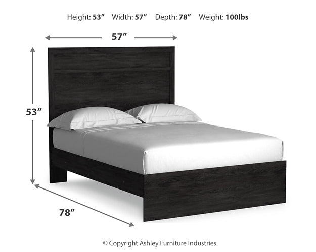 Belachime Full Panel Bed with Mirrored Dresser