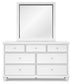 Fortman Full Panel Bed with Mirrored Dresser, Chest and 2 Nightstands