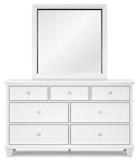 Fortman Twin Panel Bed with Mirrored Dresser