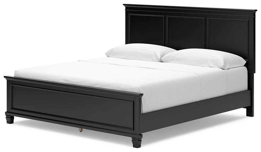 Lanolee California King Panel Bed with Mirrored Dresser, Chest and Nightstand