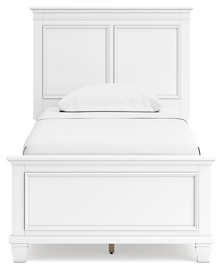 Fortman Twin Panel Bed with Mirrored Dresser and Nightstand