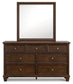 Danabrin California King Panel Bed with Mirrored Dresser and 2 Nightstands