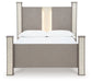 Surancha Queen Poster Bed with Mirrored Dresser and 2 Nightstands