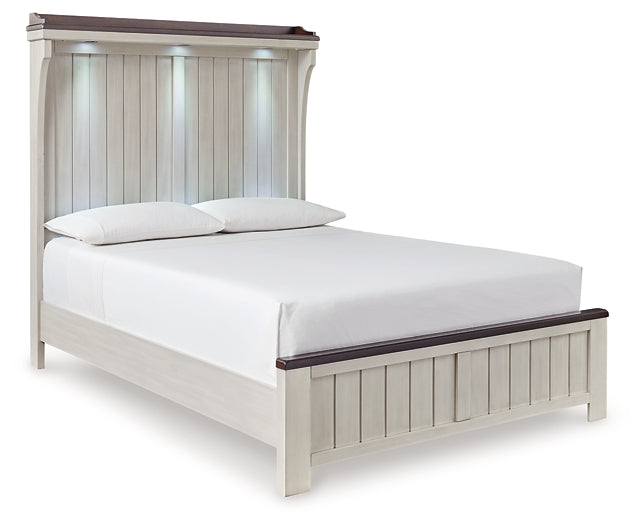 Darborn Queen Panel Bed with Mirrored Dresser and 2 Nightstands